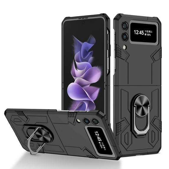 Allytechgroup Galaxy Z Flip 3 Magnetic Case, Compatible with Car Mount Shockproof Ring Holder Anti-Scratch Bumper Slim Hard PC Cover Phone Case for Samsung Galaxy Z Flip3, Black