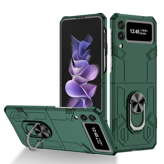 Allytechgroup Galaxy Z Flip 3 Magnetic Case, Compatible with Car Mount Shockproof Ring Holder Anti-Scratch Bumper Slim Hard PC Cover Phone Case for Samsung Galaxy Z Flip3, Darkgreen