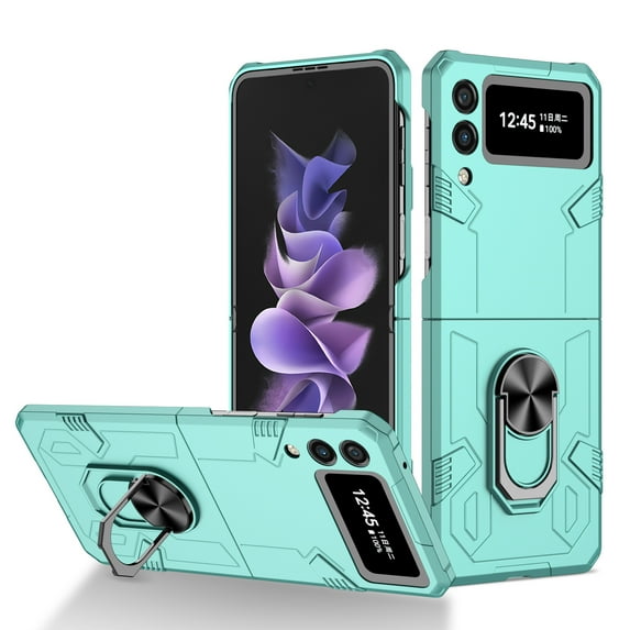 Allytechgroup Galaxy Z Flip 3 Magnetic Case, Compatible with Car Mount Shockproof Ring Holder Anti-Scratch Bumper Slim Hard PC Cover Phone Case for Samsung Galaxy Z Flip3, Skyblue