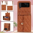 thumbnail image 1 of Allytechgroup Galaxy Z Flip 3 Wallet Case with Shoulder Strap, Premium PU Leather Multiple Cards Slots Protective Shockproof Portable Phone Case Cover for Samsung Galaxy Z Flip 3, Brown, 1 of 7