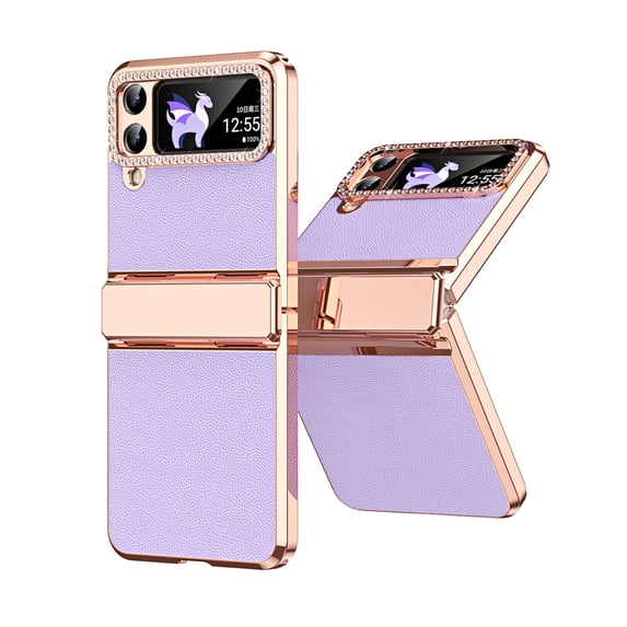 Allytechgroup Galaxy Z Flip 4 Case, Glitter Slim Fit Hinge Protection Shockproof Anti-Scratch Lightweight Plating Cover Case for Samsung Galaxy Z Flip 4 5G, Purple