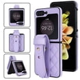 thumbnail image 1 of Allytechgroup Galaxy Z Flip 4 Case with Strap, Premium PU Leather Slim Fit Anti-Scratch Stylish Design Shockproof Protective Phone Case Cover for Samsung Galaxy Z Flip 4, Purple, 1 of 8