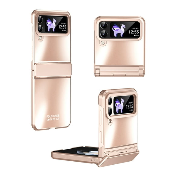 Allytechgroup Galaxy Z Flip 4 Case, Stylish Plating Slim Fit Cover Hinge Protection Shockproof Anti-Scratch Bumper Rugged Phone Case for Samsung Galaxy Z Flip 4 5G, Rosegold