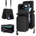 thumbnail image 1 of Allytechgroup Galaxy Z Flip 4 Wallet Case with Crossbody Lanyard, Premium PU Leather Stylish Purse Design Protective Shockproof Mini Phone Case Bag for Samsung Galaxy Z Flip 4, Black, 1 of 11