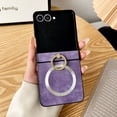 thumbnail image 1 of Allytechgroup Galaxy Z Flip 5 Case with Glitter Ring Holder, [Compatible with Magsafe] Stand Wireless Charging Anti-Scratch Slim Fit Shell Bumper Phone Case for Samsung Galaxy Z Flip 5,Purple, 1 of 7