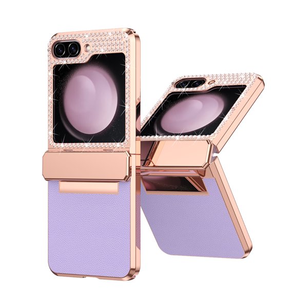 Allytechgroup Galaxy Z Flip 5 Case, Glitter Slim Fit Hinge Protection Shockproof Anti-Scratch Lightweight Plating Cover Case for Samsung Galaxy Z Flip 5 5G, Purple