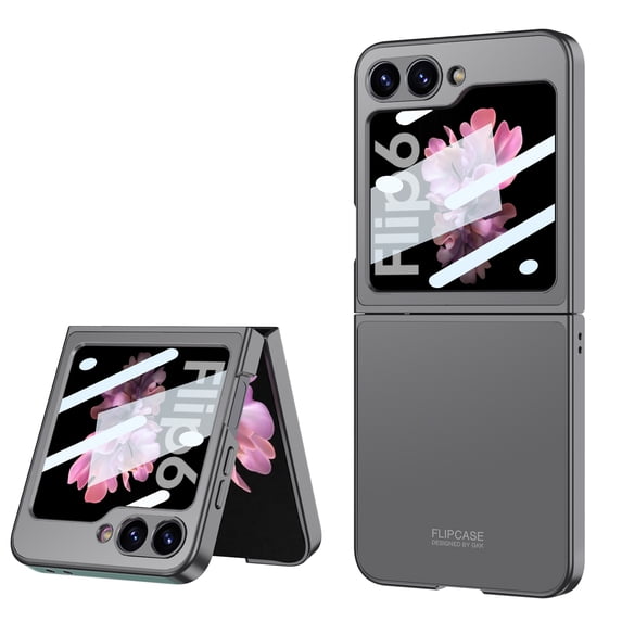 Allytechgroup Galaxy Z Flip 6 Case with Screen Protector, Skin Friendly Slim Fit Shockproof Rugged Hybrid Anti-Scratch Bumper Phone Case for Samsung Galaxy Z Flip6, Gray