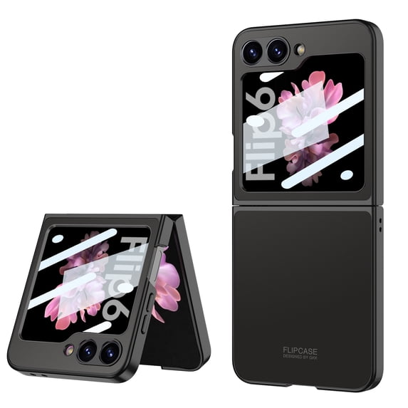 Allytechgroup Galaxy Z Flip 6 Case with Screen Protector, Skin Friendly Slim Fit Shockproof Rugged Hybrid Anti-Scratch Bumper Phone Case for Samsung Galaxy Z Flip6, Black