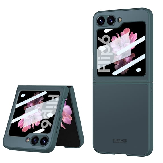 Allytechgroup Galaxy Z Flip 6 Case with Screen Protector, Skin Friendly Slim Fit Shockproof Rugged Hybrid Anti-Scratch Bumper Phone Case for Samsung Galaxy Z Flip6, Darkgreen