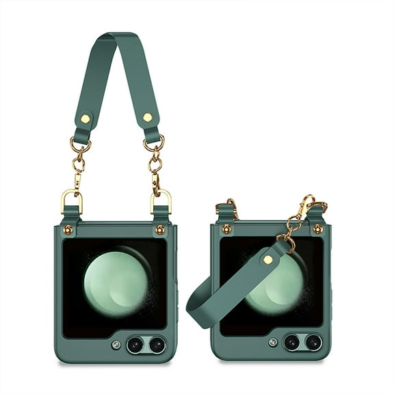 Allytechgroup Galaxy Z Flip 6 Case with Strap Wrist, with Screen Protector Shockproof Protection Anti-Scratch Hand Strap Slim Fit Case Cover for Samsung Galaxy Z Flip 6 5G, Green