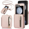 thumbnail image 1 of Allytechgroup Galaxy Z Flip 6 Wallet Case for Women Girls, Crossbody Shoulder Strap RFID Blocking Shockproof Cards Slots PU Leather Case Cover for Galaxy Z Flip6, Rosegold, 1 of 8
