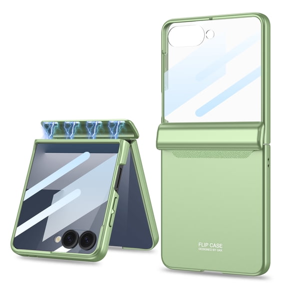 Allytechgroup Galaxy Z Flip 7 Case with Build in Screen Protector, Hinge Protection Magnetic Cover Support Wireless Charging Full Body Shockproof Slim Fit Shell Cover for Samsung Galaxy Z Flip 7
