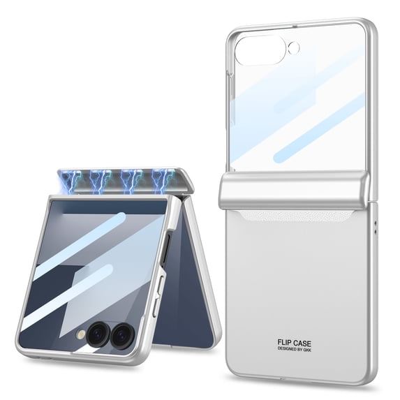 Allytechgroup Galaxy Z Flip 7 Case with Build in Screen Protector, Hinge Protection Magnetic Cover Support Wireless Charging Full Body Shockproof Slim Fit Shell Cover for Samsung Galaxy Z Flip 7