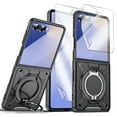 thumbnail image 1 of Allytechgroup Galaxy Z Flip 7 Case with Screen Protector, Dual-Layers Rugged Shockproof Ring Holder Stand Anti-Scratch Bumper Phone Case Cover for Samsung Galaxy Z Flip 7, Black, 1 of 8