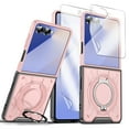 thumbnail image 1 of Allytechgroup Galaxy Z Flip 7 Case with Screen Protector, Dual-Layers Rugged Shockproof Ring Holder Stand Anti-Scratch Bumper Phone Case Cover for Samsung Galaxy Z Flip 7, Pink, 1 of 8