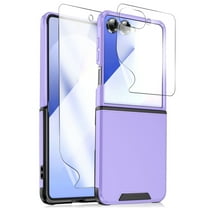 Allytechgroup Galaxy Z Flip 7 Case with Screen Protector, Sliding Camera Lens Protector Anti-Scratch Full Body Shockproof Anti-Scratch Rugged Phone Case Cover for Samsung Galaxy Z Flip 7,Purple