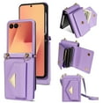 thumbnail image 1 of Allytechgroup Galaxy Z Flip 7 FE Wallet Case with Cards Holder, Detachable Shoulder Strap Envelope Design Closure Protective Anti-Scratch Phone Case Shell for Samsung Galaxy Z Flip 6/ 7 FE,Purple, 1 of 5