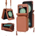thumbnail image 1 of Allytechgroup Galaxy Z Flip 7 Wallet Case with Crossbody Lanyard, Premium PU Leather Stylish Purse Design Protective Shockproof Mini Phone Case Bag for Samsung Galaxy Z Flip7, Brown, 1 of 11