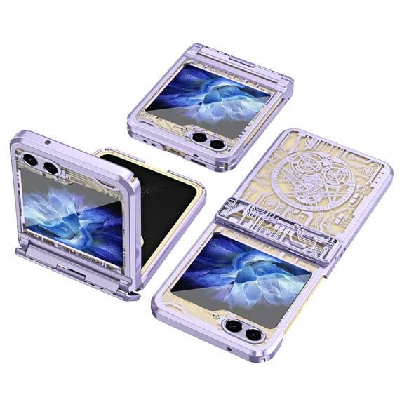 Allytechgroup Galaxy Z Flip6 Case, Hinge Protection Shockproof PC Back Cover Ani-Scratch Luxury Bumper Phone Case for Samsung Galaxy Z Flip 6, Purple