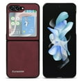 thumbnail image 1 of Allytechgroup Galaxy Z Flip6 Case, Premium PU Leather Slim Fit Shockproof Anti-Scratch Bumper Phone Case Cover for Samsung Galaxy Z Flip 6, Winered, 1 of 7
