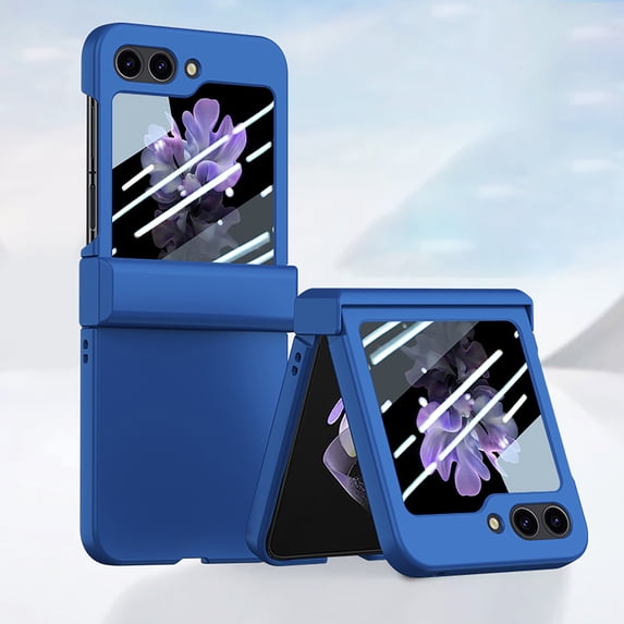 Allytechgroup Galaxy Z Flip6 Case with Screen Protector, Hinge Protection Skin-Friendly Slim Cover Shelll Anti-Scratch Drop Protective Bumper Shockproof Phone Case for Samsung Galaxy Z Flip 6, Blue