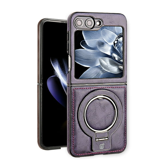 Allytechgroup Galaxy Z Flip7 Case, Compatible with Mag-safe Anti-Scratch Ring Holder Kickstand Wireless Charging Shockproof Magnetic Phone Case for Samsung Galaxy Z Flip 7, Purple