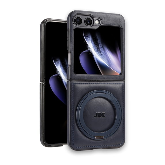 Allytechgroup Galaxy Z Flip7 Case with Stand, PU Leather Magnetic Cover Support Wireless Charging Shockproof Ring Holder Anti-Scratch Protective Phone Case for Samsung Galaxy Z Flip 7, Darkblue