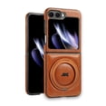 thumbnail image 1 of Allytechgroup Galaxy Z Flip7 Case with Stand, PU Leather Magnetic Cover Support Wireless Charging Shockproof Ring Holder Anti-Scratch Protective Phone Case for Samsung Galaxy Z Flip 7, Brown, 1 of 11