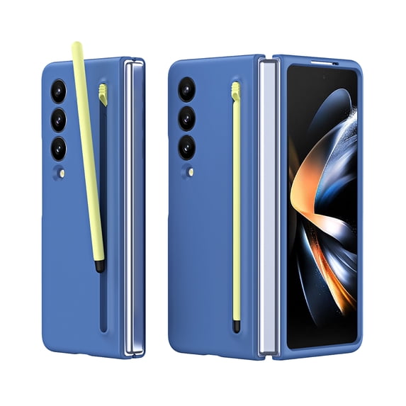 Allytechgroup Galaxy Z Fold 3 Case with Stylus Pen, Slim Fit Shockproof Stylish Macalon Color Back Cover Bumper Rugged Hybrid Phone Case for Samsung Galaxy Z Fold 3, Skyblue