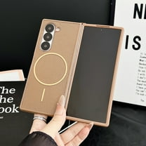 Allytechgroup Galaxy Z Fold 5 Case, [Compatible with Magsafe] Anti-Scratch Stylish Diamond Pattern Design Back Cover Shockproof Slim Fit Shell Phone Case for Samsung Galaxy Z Fold 5, Brown