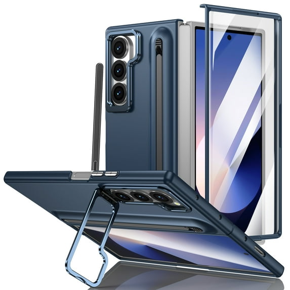 Allytechgroup Galaxy Z Fold 5 Case with Stylus Pen, Build in Screen Protector S Pen Holder Full Body Shockproof Anti-Scratch Camera Lens Kickstand Rugged Phone Case Cover for Samsung Galaxy Z Fold 5