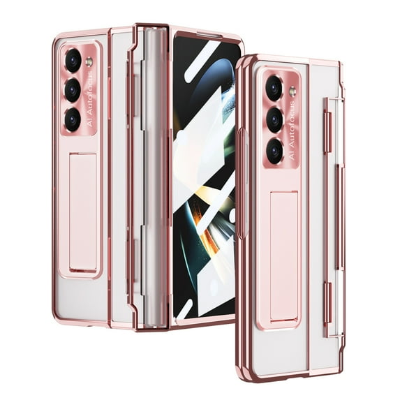 Allytechgroup Galaxy Z Fold 6 Case with Screen Protecctor, Full Body Shockproof Skin Friendly Anti-Scratch Bumper Rugged Kickstand Phone Case for Samsung Galaxy Z Fold 6, Rosegold