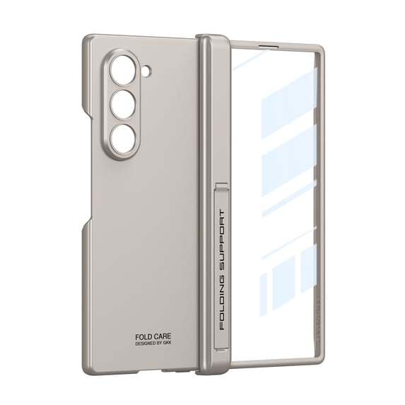 Allytechgroup Galaxy Z Fold 6 Case with Screen Protector, Magnetic Hinge Protection Kickstand Bumper Shockproof Case Cover for Women Men, Titaniumgray