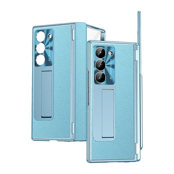 Allytechgroup Galaxy Z Fold 6 Case with Screen Protector, S Pen Holder Kickstand Camera Lens Protector Hinge Protection Shockproof Phone Case for Samsung Galaxy Z Fold 6, Blue