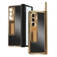 thumbnail image 1 of Allytechgroup Galaxy Z Fold 6 Case with Screen Protector, S Pen Holder Kickstand Plating Back Cover Camera Lens Protector Bumper Rugged Hybrid Phone Case for Samsung Galaxy Z Fold 6, Black + Dark Gold, 1 of 7