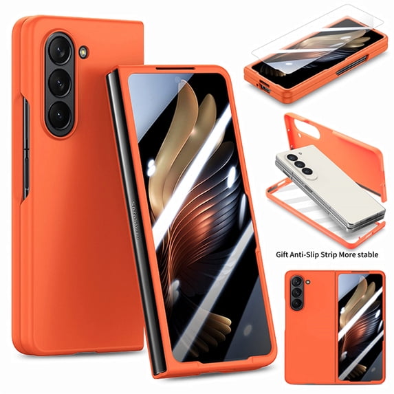 Allytechgroup Galaxy Z Fold 6 Case with Screen Protector, Slim Fit Full Body Shockproof Anti-Scratch Anti-Fingerprint Bumper Drop Proof Phone Case Cover for Samsung Galaxy Z Fold 6, Orange