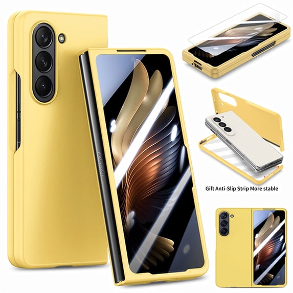 Allytechgroup Galaxy Z Fold 6 Case with Screen Protector, Slim Fit Full Body Shockproof Anti-Scratch Anti-Fingerprint Bumper Drop Proof Phone Case Cover for Samsung Galaxy Z Fold 6, Yellow
