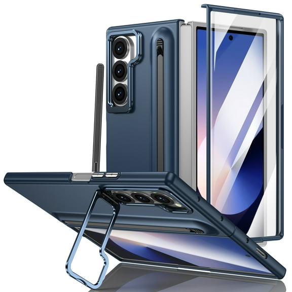 Allytechgroup Galaxy Z Fold 6 Case with Stylus Pen, Build in Screen Protector S Pen Holder Full Body Shockproof Anti-Scratch Camera Lens Kickstand Rugged Phone Case Cover for Samsung Galaxy Z Fold 6