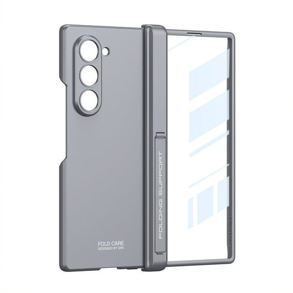 Allytechgroup Galaxy Z Fold 6 Case with Screen Protector, Magnetic Hinge Protection Kickstand Bumper Shockproof Case Cover for Women Men, Gray