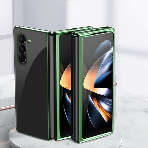 Allytechgroup Galaxy Z Fold 6 Cover Clear, Z Fold6 Clear Case, Shockproof Electroplated Anti-Yellow Crystal Clear Protective Anti-Scratch Cover Case for Samsung Galaxy Z Fold6, Green