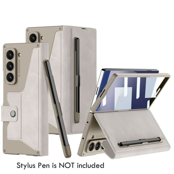 Allytechgroup Galaxy Z Fold 7 Case with Screen Protector & S Pen Holder (No S Pen), PU Leather Anti-Scratch Magnetic Closure Stand Protective Classic Type Phone Case Cover for Samsung Galaxy Z Fold7