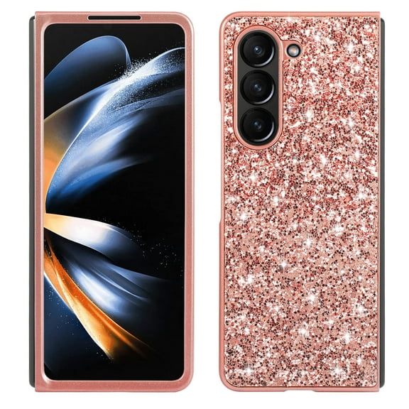 Allytechgroup Galaxy Z Fold 7 Glitter Case, Soft Shell TPU Back Cover Bling Sparkle Shockproof Bumper Anti-Slip Gift for Girls Women Phone Case for Samsung Galaxy Z Fold 7, Rosegold
