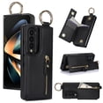 thumbnail image 1 of Allytechgroup Galaxy Z Fold4 Case Wallet, RFID Blocking Ring Holder Cards Slots Zipper Pocket Stand Bumper Shockproof Phone Case Cover for Samsung Galaxy Z Fold 4 5G, Black, 1 of 9