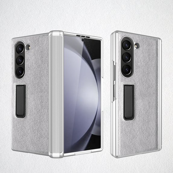Allytechgroup Galaxy Z Fold6 Case Screen Protector, Invisible Stand Magnetic Back Cover Compatible with Magsafe Shockproof Anti-Scratch Bumper Rugged Phone Case for Samsung Galaxy Z Fold 6, Silver