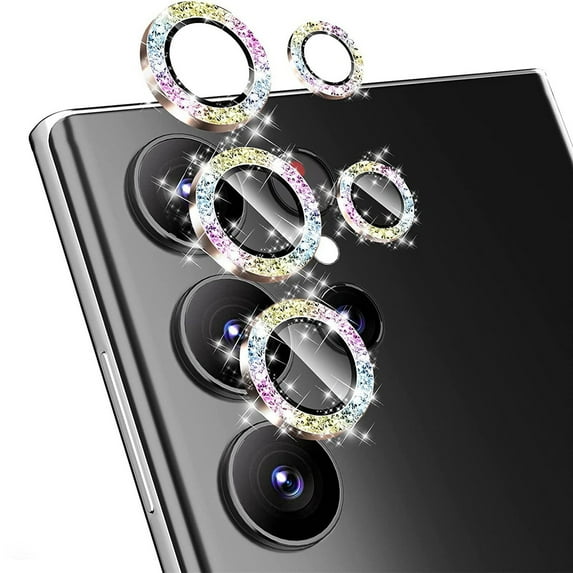 Allytechgroup Glitter Bling Camera Lens Protector for Samsung Galaxy S25 Ultra, Individual Lens Protector Sparkly S25 Ultra Camera Cover Ring Clear Tempered Glass 9H Case Friendly, Multicolour