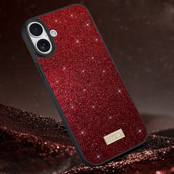 Allytechgroup Glitter Bling Case for Apple iPhone 16, Luxury Stylish Back Cover Slim Fit Bumper Shockproof Anti-Scratch Phone Case for Women Girls, Red