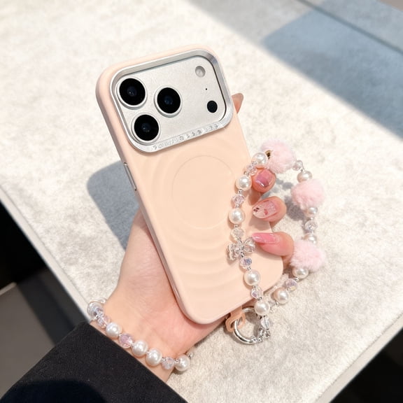 Allytechgroup Glitter Bling Case for Apple iPhone 17 for Women Girls, with Stylish Hand Strap Luxury Shockproof Anti-Scratch Slim Fit Shell Cover for iPhone 17, Lightpink