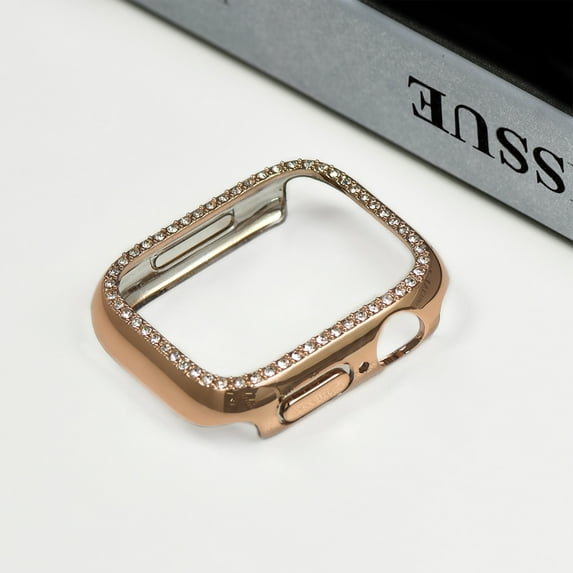 Allytechgroup Glitter Bling Case Compatible with Apple Watch Ultra 1 2 49mm, Stylish Rhinestone Shiny Case Anti-Scratch Protective Watch Cover Case for Women Girls, Rosegold