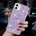 thumbnail image 1 of Allytechgroup Glitter Bling Case Compatible with Apple iPhone 12 Pro Max for Girls Women, Slim Fit Soft TPU Back Cover Anti-Scratch Bumper Shockproof Phone Case for iPhone 12 Pro Max, Purple, 1 of 5