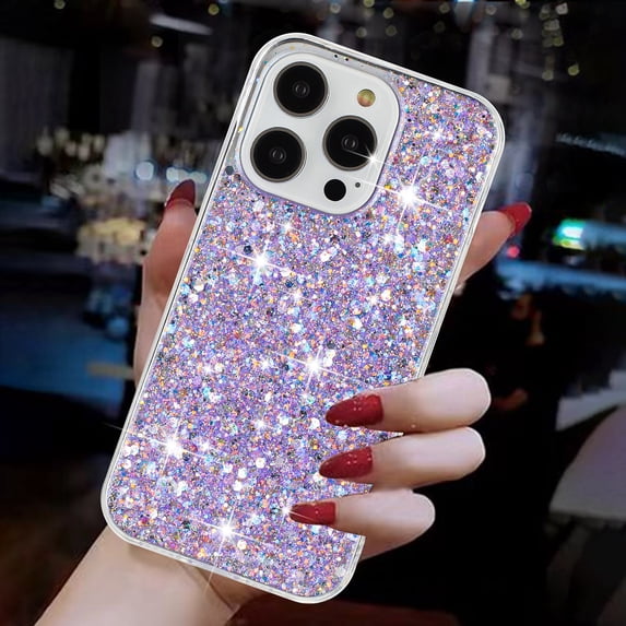 Allytechgroup Glitter Bling Case Compatible with Apple iPhone 14 Pro for Girls Women, Slim Fit Soft TPU Back Cover Anti-Scratch Bumper Shockproof Phone Case for iPhone 14 Pro, Purple